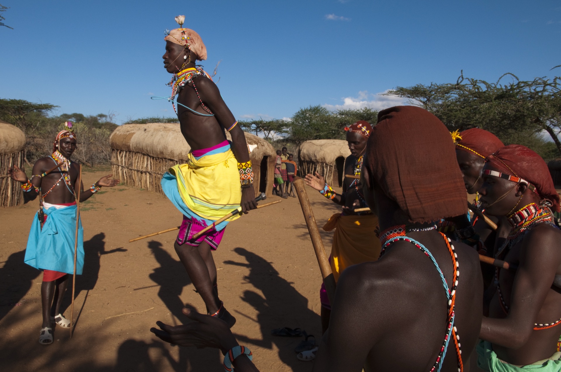 Traditional dance performance in African village