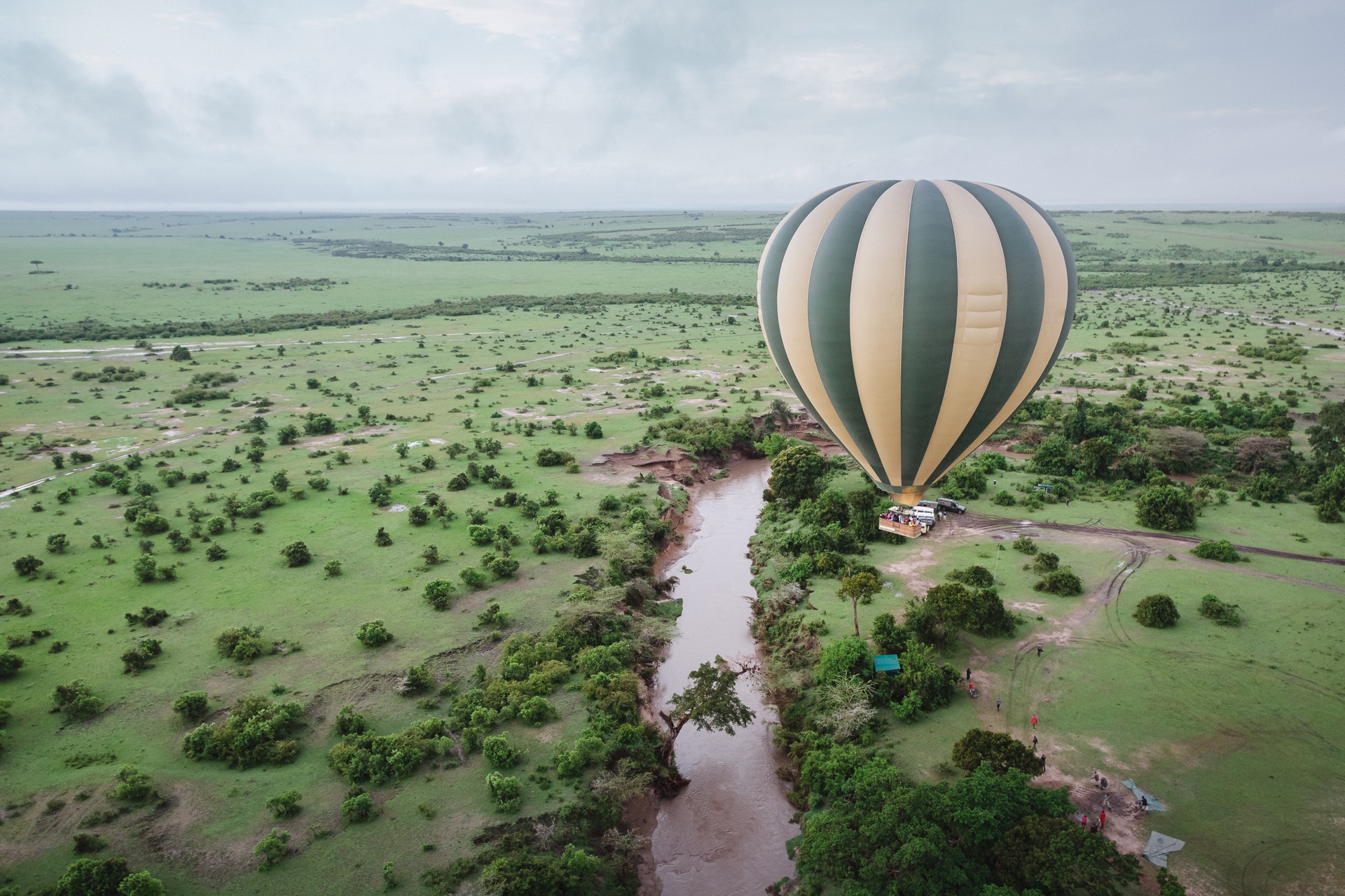 Hot air balloon safari over Masai Mara National Reserve, Kenya
